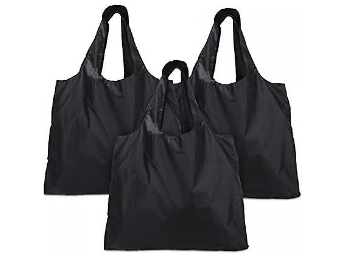 3 Bolsas de Compra Reutilizáveis Plegáveis com Funda, Capacidade 18 Kgs