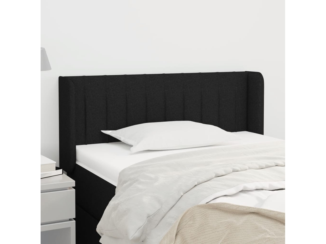 Vidaxl Cabeceira De Cama C/ Abas Tecido 93x16x78/88 Cm Preto