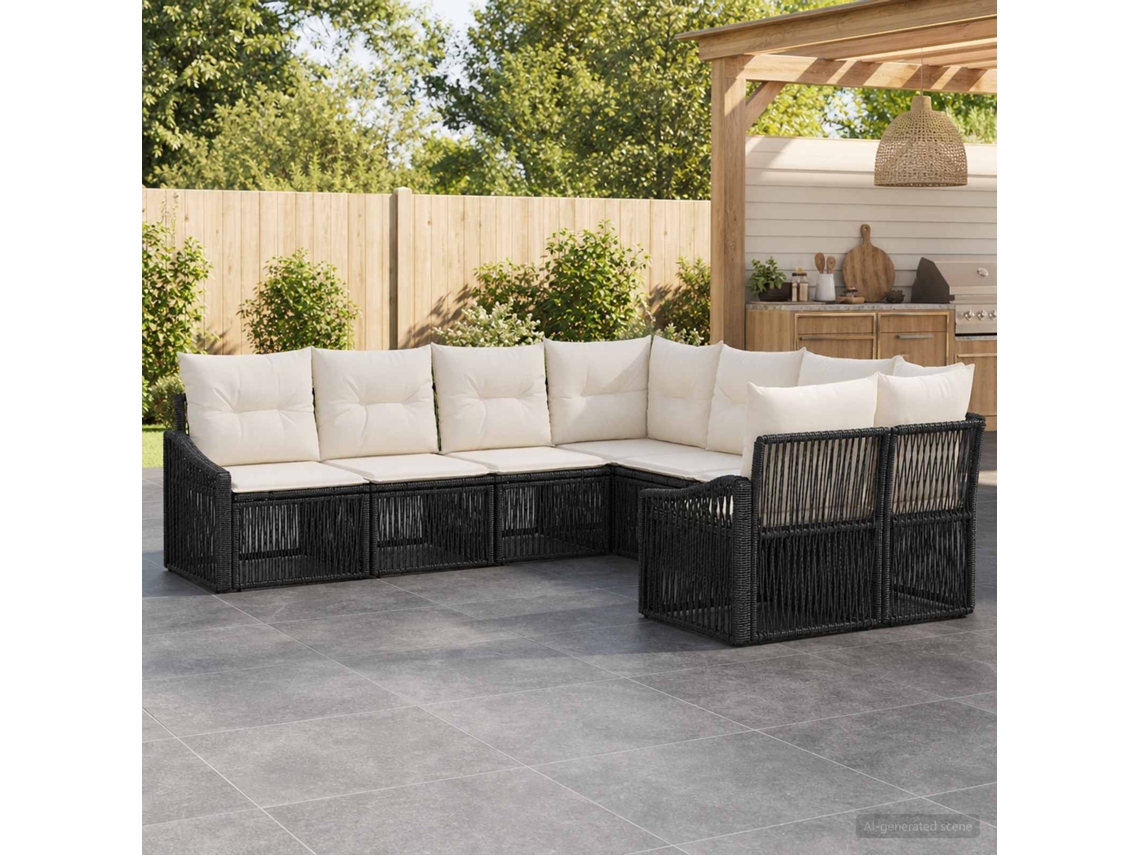Vidaxl Conjunto De Sofá De Jardim 8 Unid. 8-número De Lugares Preto