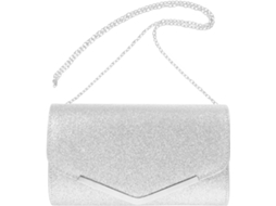 Clutch Feminina De Noite Com Corrente Metálica Prateada, Ideal Para Casamentos E Coquetéis.