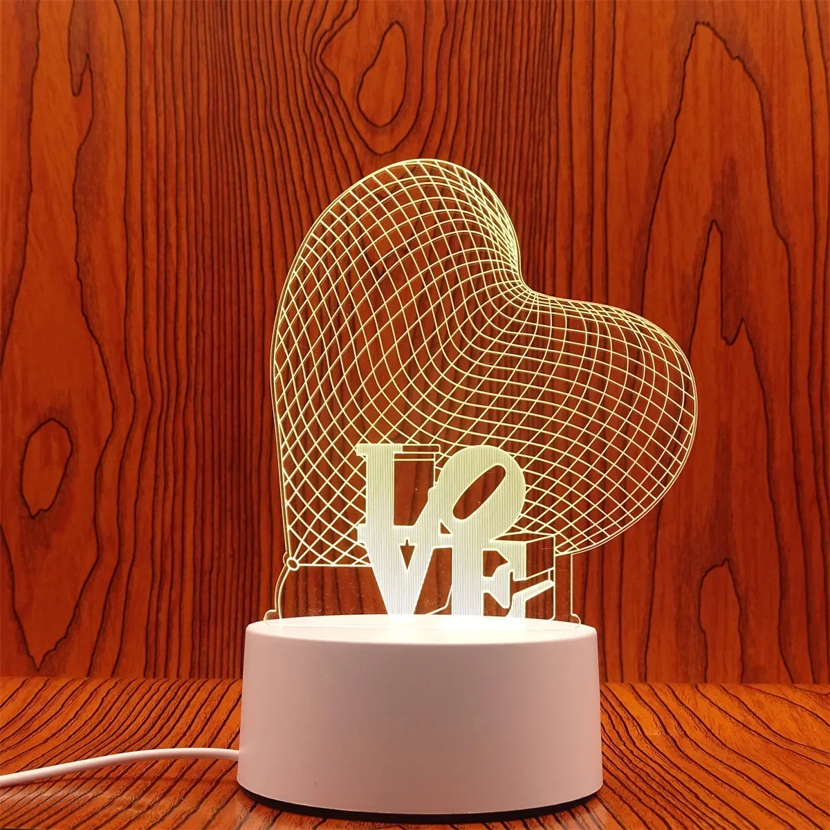 Luminária Noturna Led Usb 3d em Acrílico, Decoração para Quarto MDUG (luz Quente)