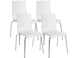 Conjunto De 4 Cadeiras Empilhaveis Gahanna Branco