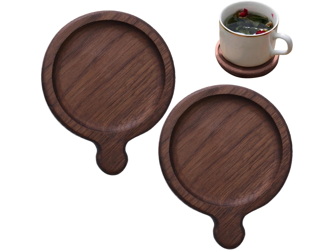 Conjunto De 2 Protetores De Mesa De Madeira Para Porta-copos.