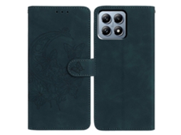 Capa Tkdaddy Para Xiaomi 15t Pro Com Estampa De Borboleta E Flor Em Couro Sintético, Tipo Carteira, Verde