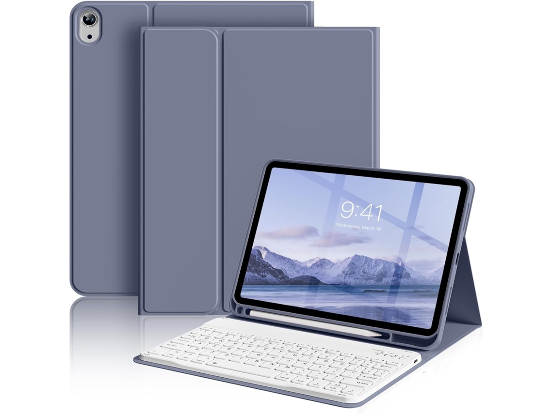 Capa Com Teclado Bluetooth Para Ipad Pro 11 2018/2022 Polegadas, Magnética, Roxo Tressino