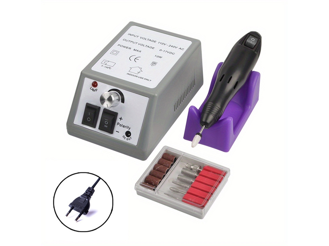 Lixa Elétrica Para Unhas, Com 12 Acessórios, Cor Cinza