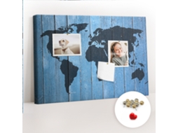 Painel De Cortiça Para Parede Mapa-múndi Em Tábuas Para O Escritório Espelharte (60x40 Cm)