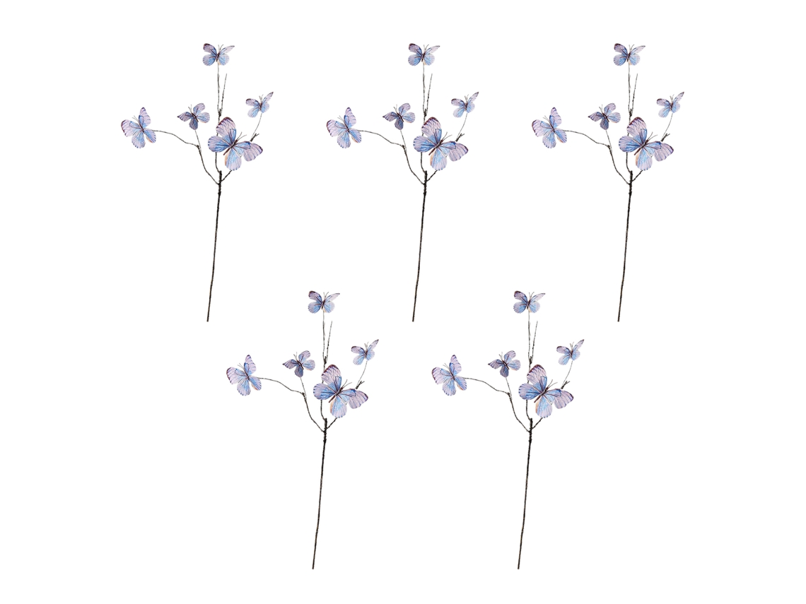Ramos artificiais com borboletas azuis para decoração de jardim e janela, 70cm, pacote de 5 peças LAXISCREED