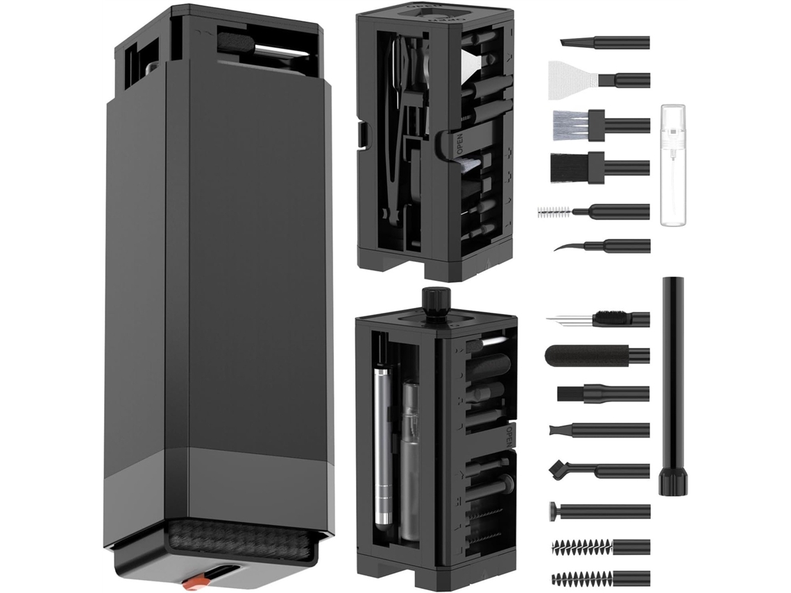 Kit De Limpeza Eletrônica, Limpador De Teclado 32 Em 1 Para Celulares, Computadores E Fones De Ouvido (preto) Spqment