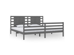 Bed Frame, Bed Frames Vidaxl Cinzeto Madeira De Pinho (200 X 200 Cm)
