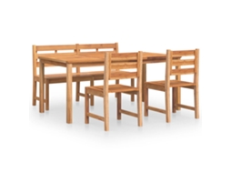 Conjunto de 4 Jantar para Jardim Madeira em Teca Maciça MAISON EXCLUSIVE