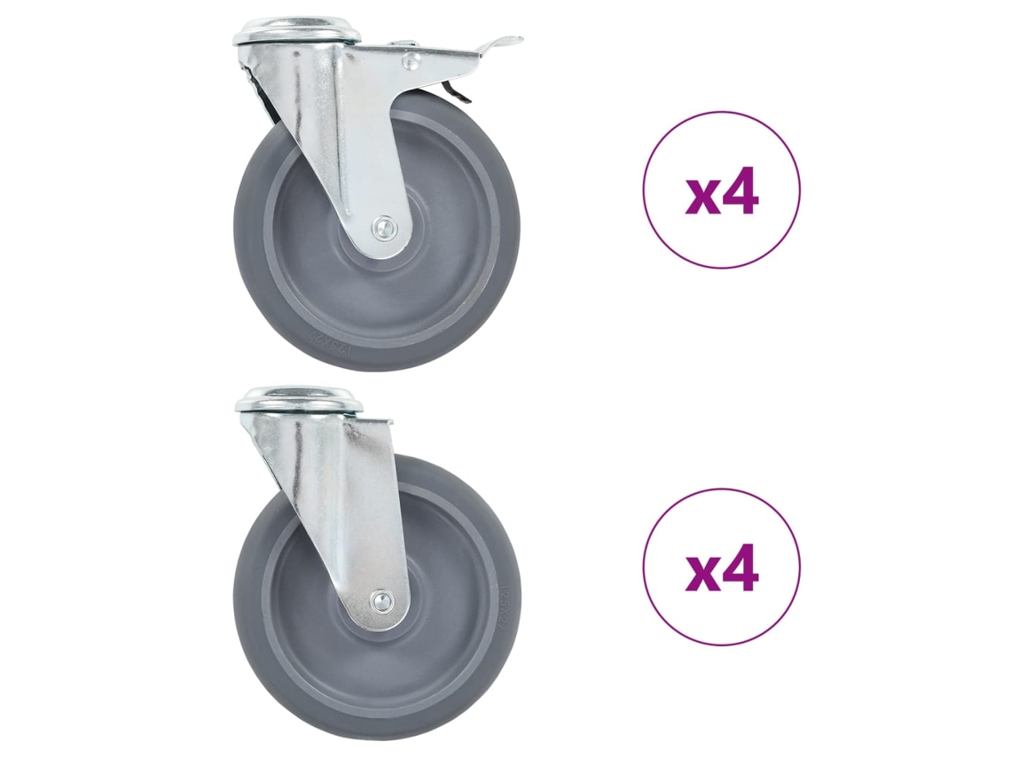 Vidaxl 8 Pcs Rodas Giratórias Com Orifício Para Parafuso 125 Mm