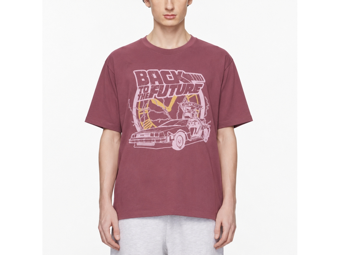 Rockinstone Back To The Future Movie Clock And Lightning Solid Rouge Adult T-shirt Size:l