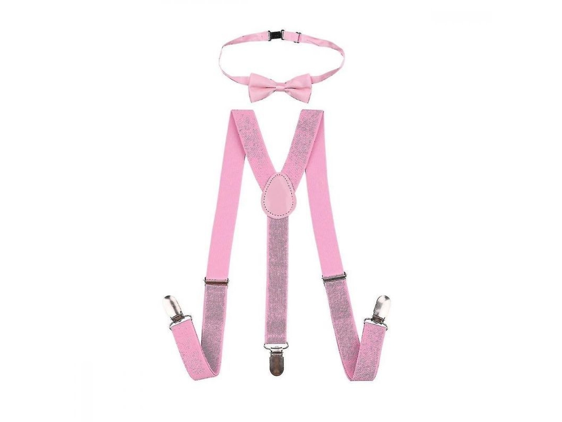 2026-corbata De Lazo E Tirantes Elásticos Ajustáveis Para Crianças Wbk 65 Cm (7-11 Anos) Rosa Claro
