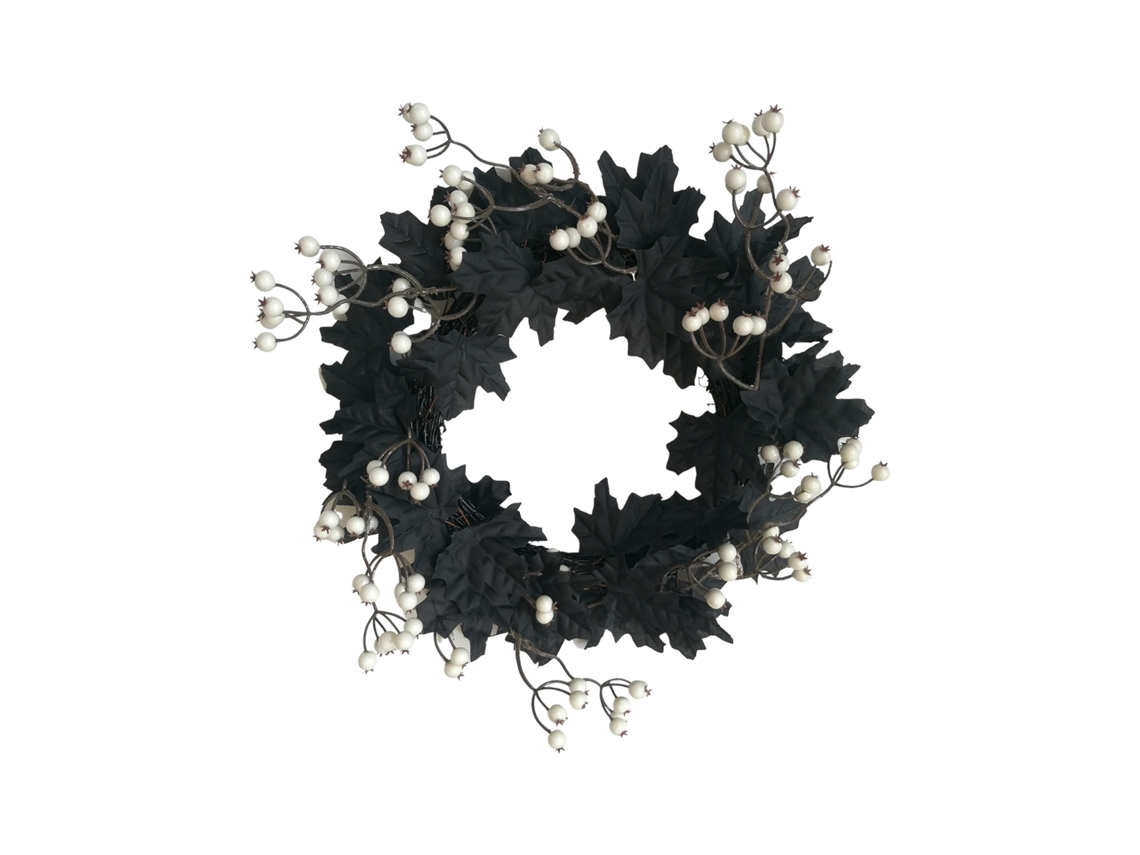Decoração Halloween Folhas Maple Preto E Frutos