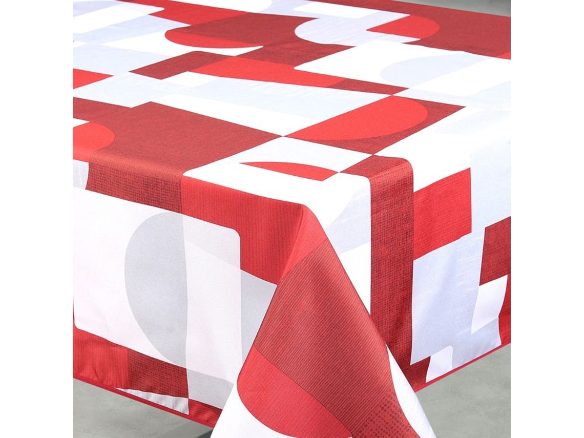 Toalha Anti-manchas Retangular Design Geométrico Vermelho 145x240 Cm
