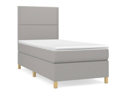 Cama com Molas e Colchão Tecido Cinzento Claro MAISON EXCLUSIVE (100x200 cm)