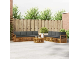 Vidaxl Conjunto De Sofás Para Exterior 9 Unid. Natural E Antracite