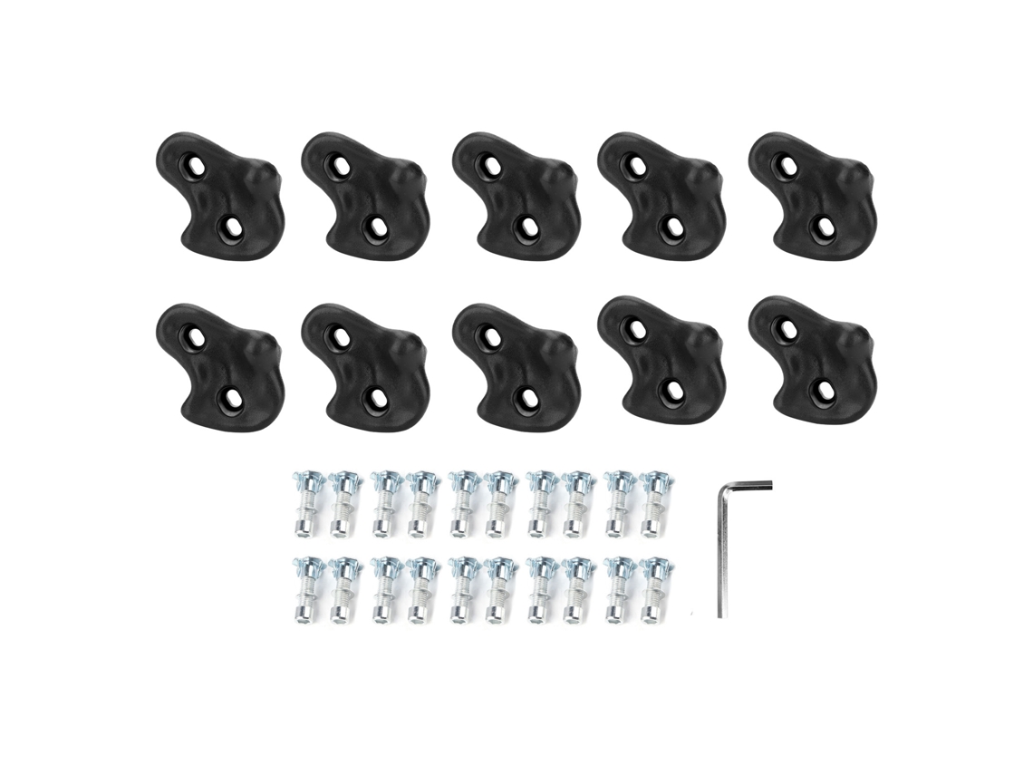 10pcs Apoios De Escalada De Rocha Pe Ergonômico Para Parede Indoor Outdoor Preto