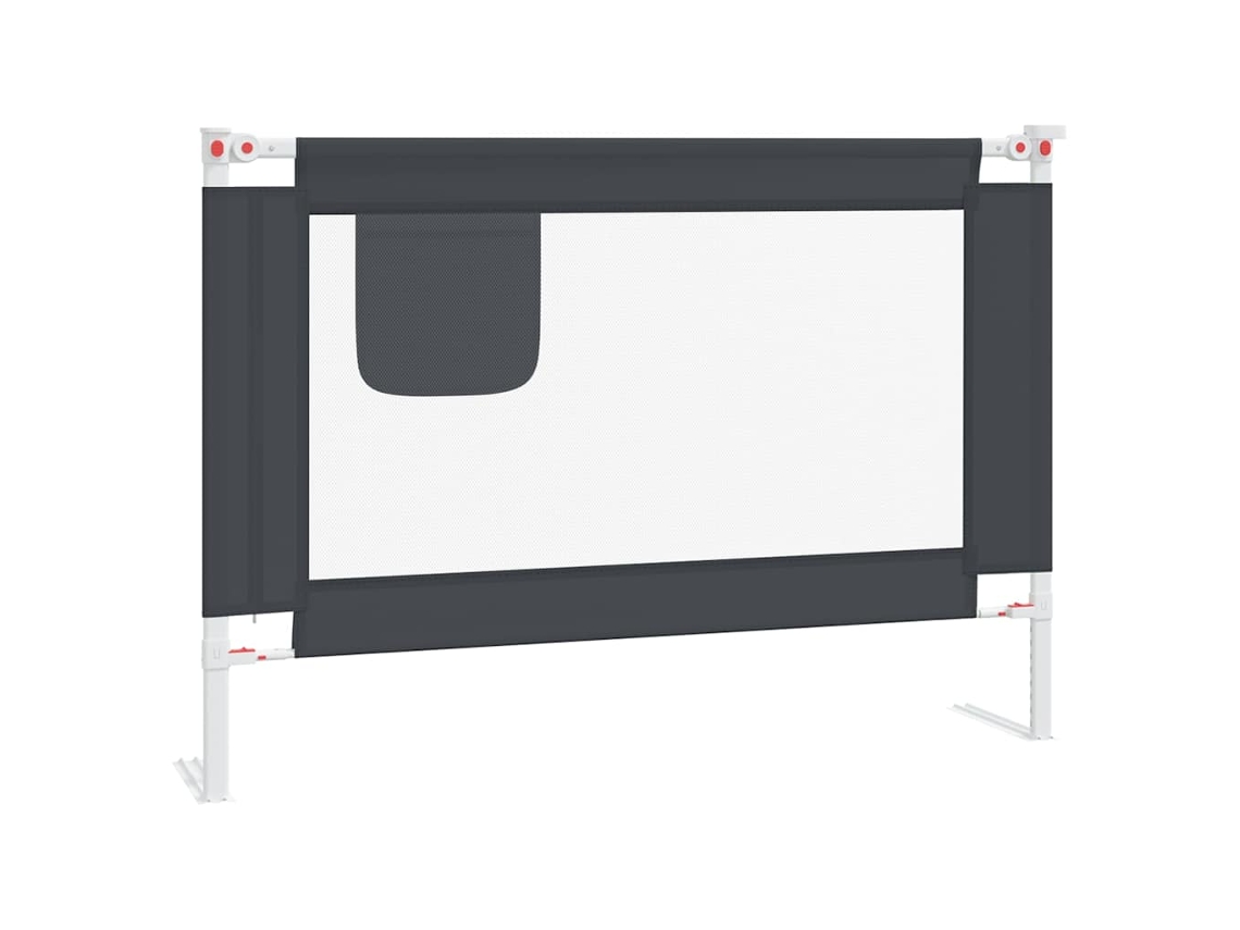 vidaXL Barra segurança p/ cama infantil tecido 90x25 cm cinza-escuro