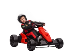 Go-kart Eléctrico 24v, Modo Drift, Assento Ajustável, Cinto De Segurança De 5 Pontos, Função Música, 6-12 Anos Vermelho