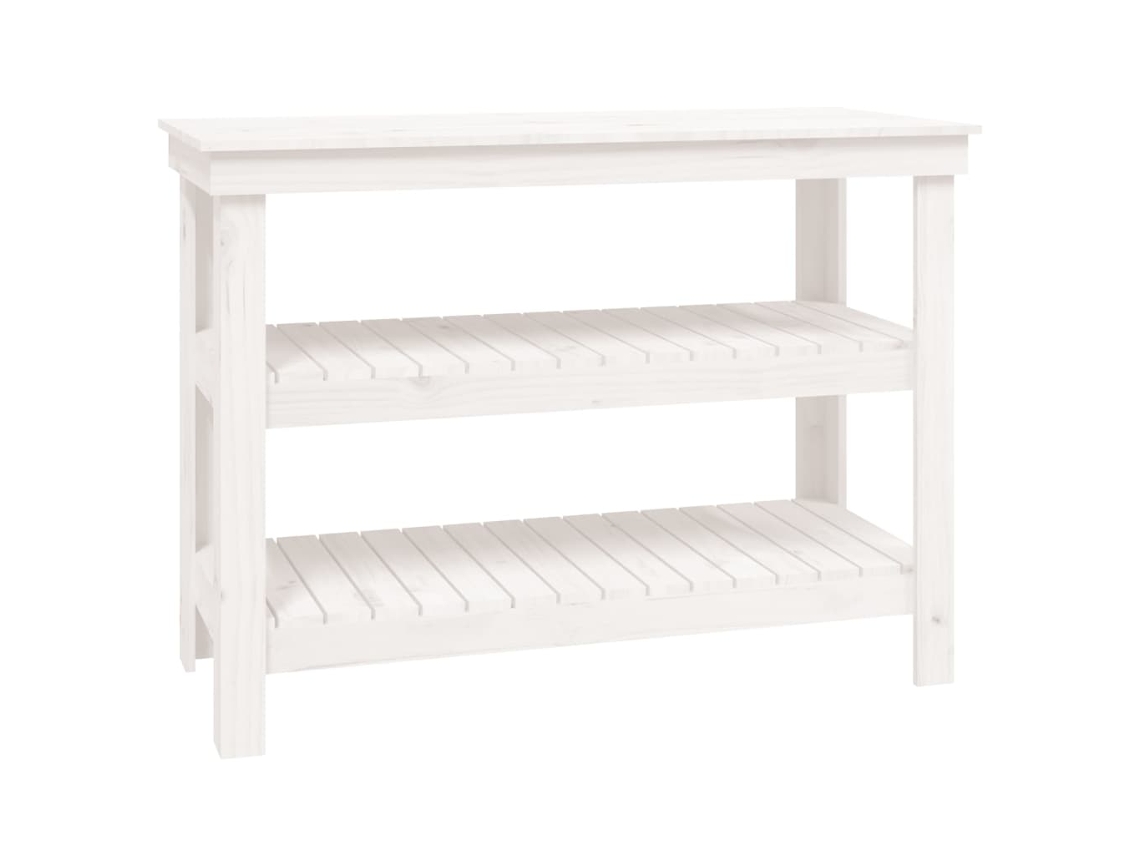 Work Bench, Work Benches Vidaxl Branco Madeira De Pinho (110.5 X 50 X 80 Cm)