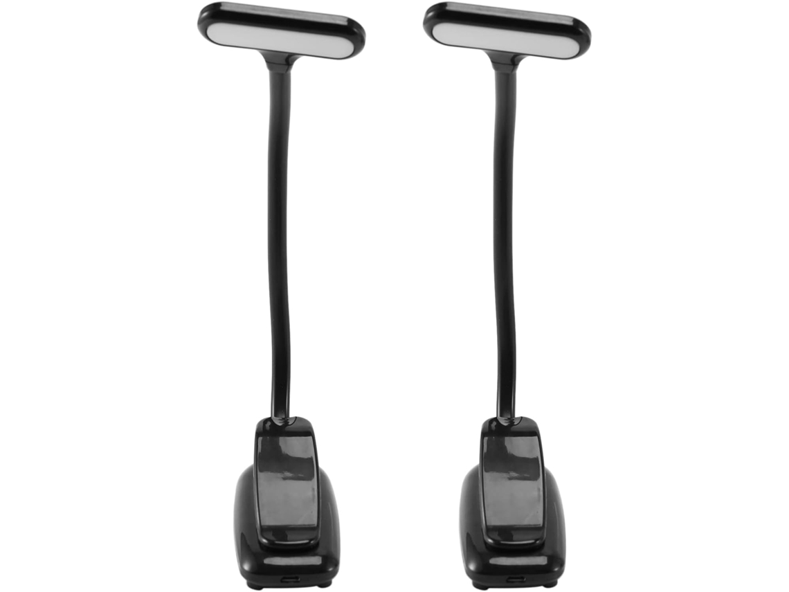 2 Luminárias De Leitura Led Recarregáveis Com Clipe, 3 Modos