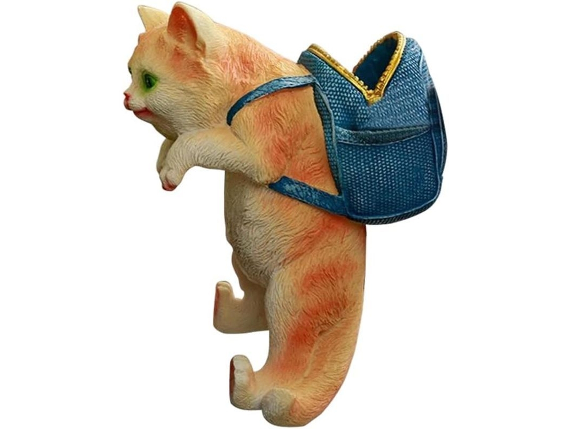 Maceta Gato Con Mochila, Figura De Resina Para Jardín, Contenedor De Bonsái, Decoración Anti-uv E Impermeable