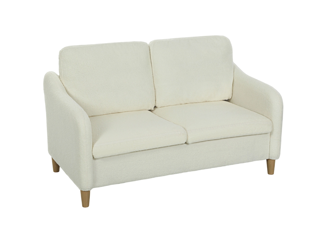 Sofá pequeno de 2 lugares, aparência de fleece Sherpa, 137cm, branco creme, Marca S/MARCA