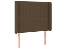 Vidaxl Cabeceira Cama C/ Abas Tecido 83x16x118/128 Cm Castanho-escuro