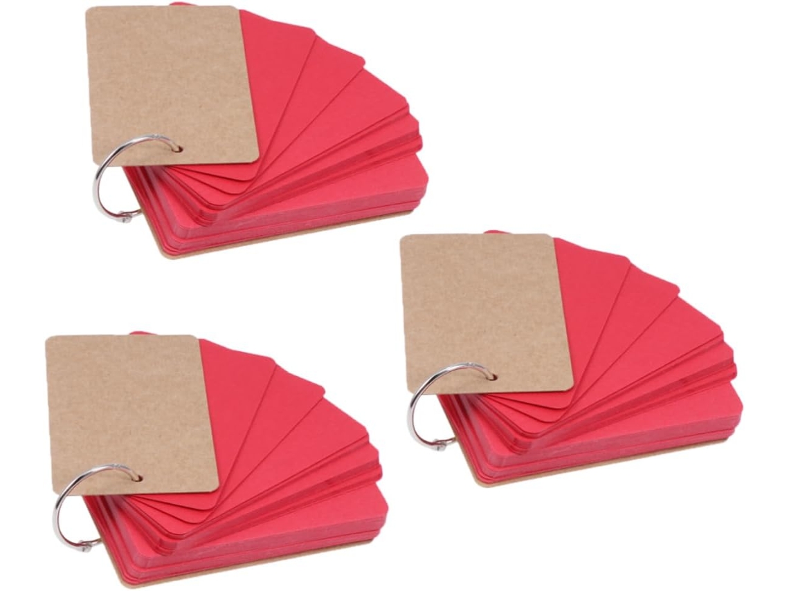 Bloc-notes De Poche 3 Unidades Em Papel Vermelho, Forma Simples, Perfurado