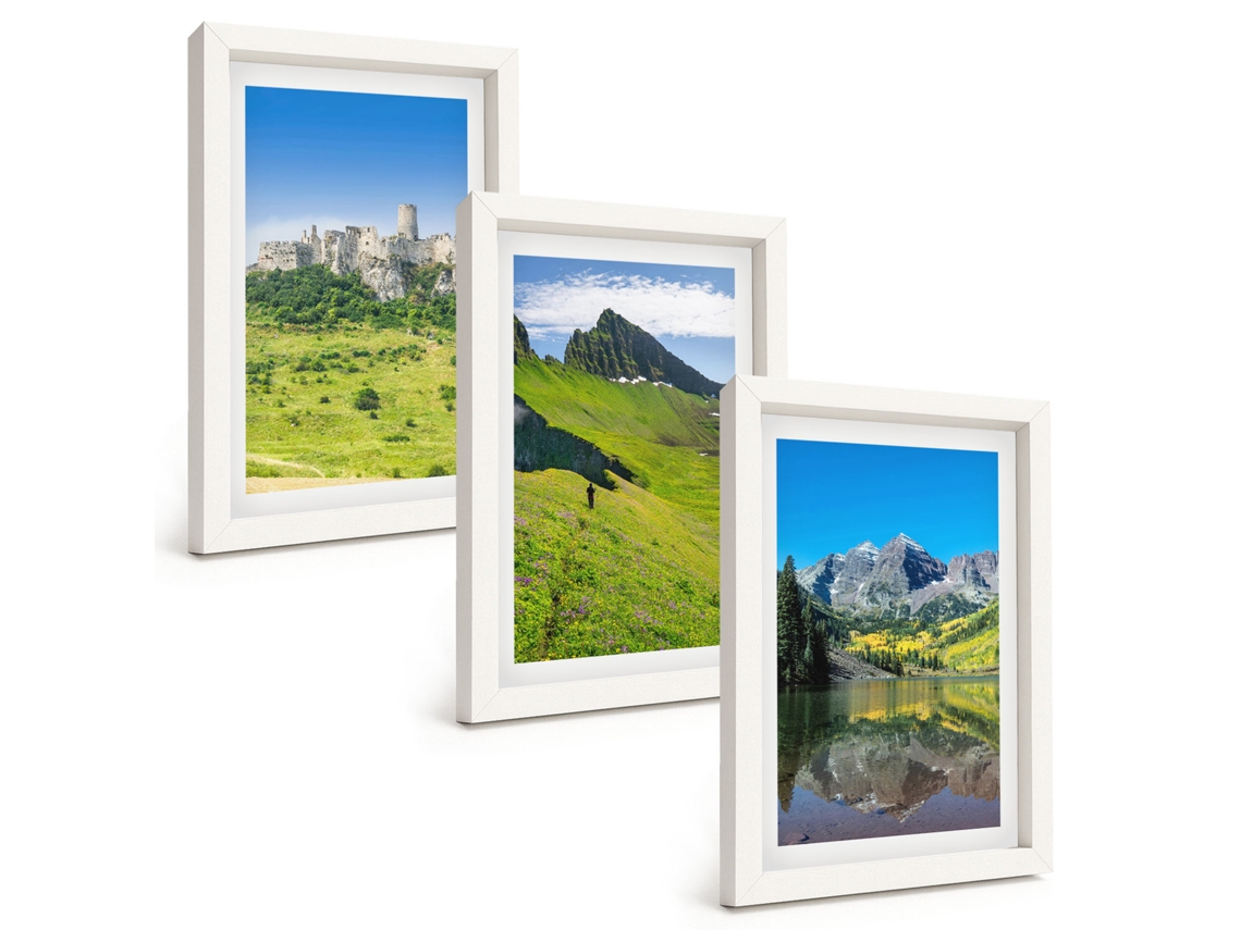 Composição De Quadros Colinas Verdes Com Um Castelo Espelharte (3 Peças 20x30 Cm)