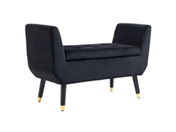 Banco com Assento e Compartimento de Armazenamento,apoio de Braço,estofado em Veludo,com Pés de Madeira,baú Assento Corredor 107x42x65cm,preto BTFORUS