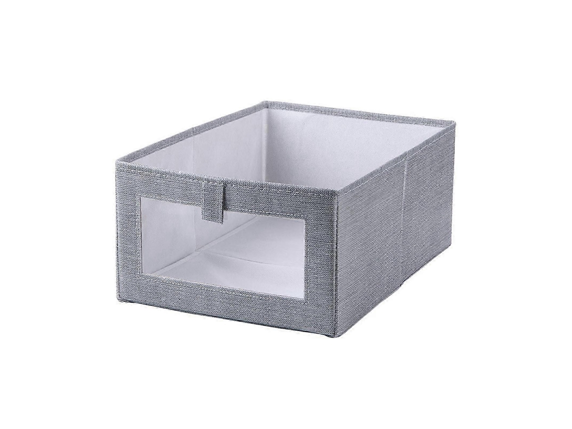 Caixa De Armazenamento Dobrável, Bolsa De Tecido Não Tecido Com Alça, Janela Transparente, Tamanho Grande, Cinza Olysi Shop