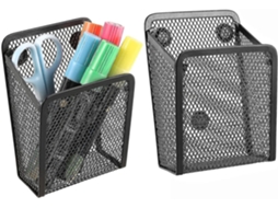 Porta Lápices Magnético de Acero Inoxidable Con 2 Compartimentos, Organizador de Utensilios de Escritura para Pizarra, Cocina Y Oficina Retângulo