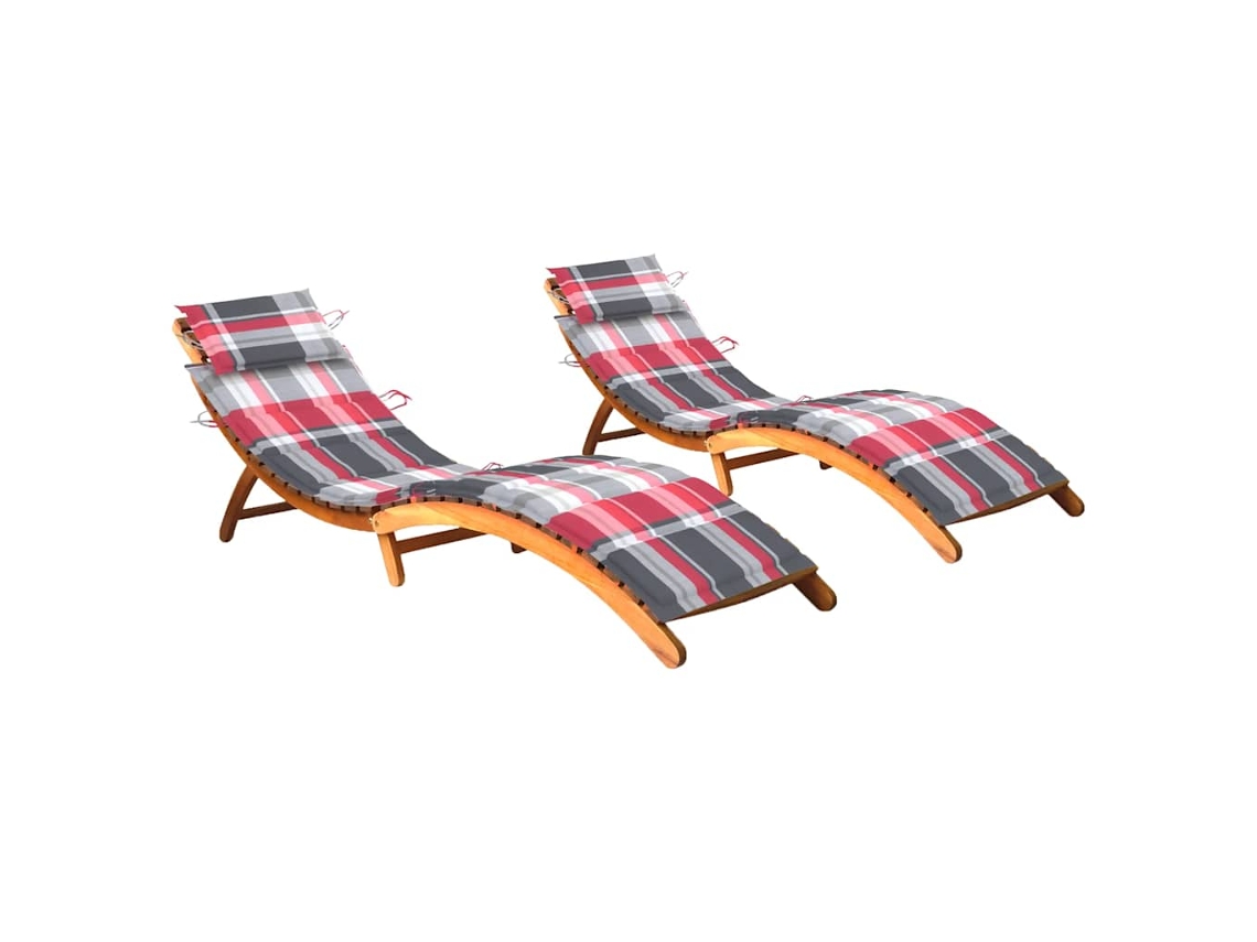Vidaxl Espreguiçadeiras Com Almofadões 2 Pcs Madeira De Acácia Maciça