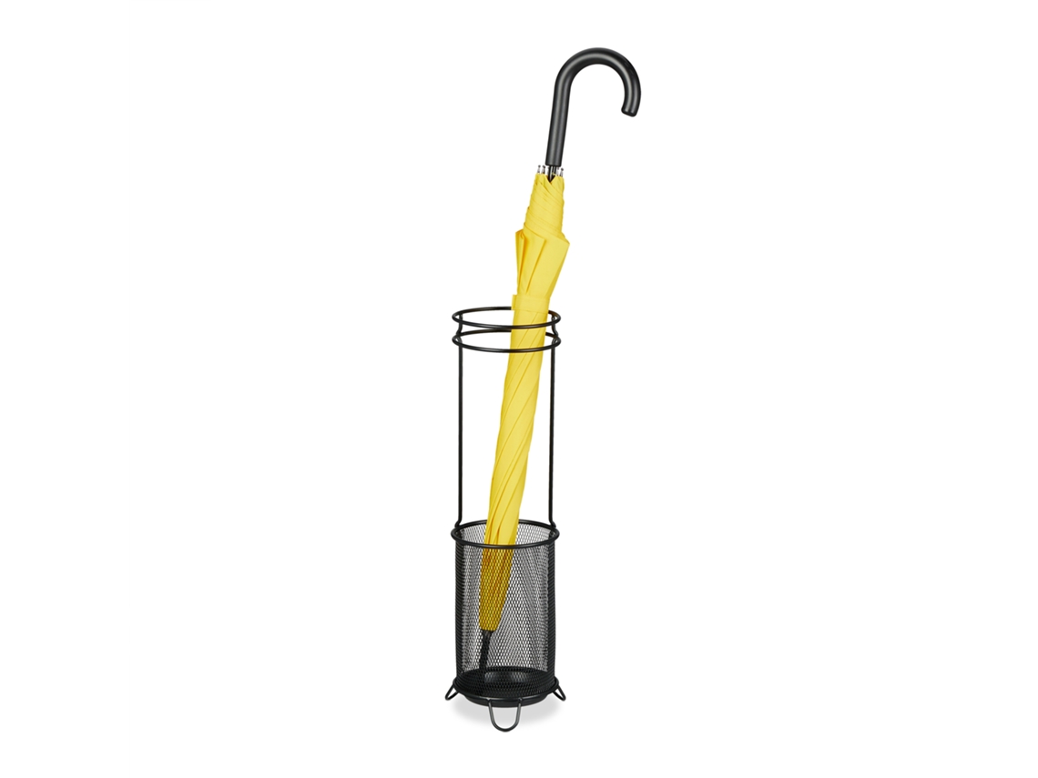Suporte Para Guarda-chuvas Relaxdays, Hxd: 52,5 X 16 Cm, Metal, Redondo, Design Moderno, Preto