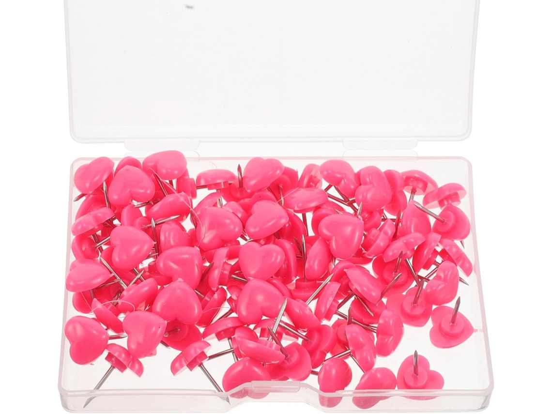 Alfinetes Em Formato Coração Kichouse, 100 Alfinetes Rosa Para Pendurar Fotos Em Mesas E Salas, Decoração