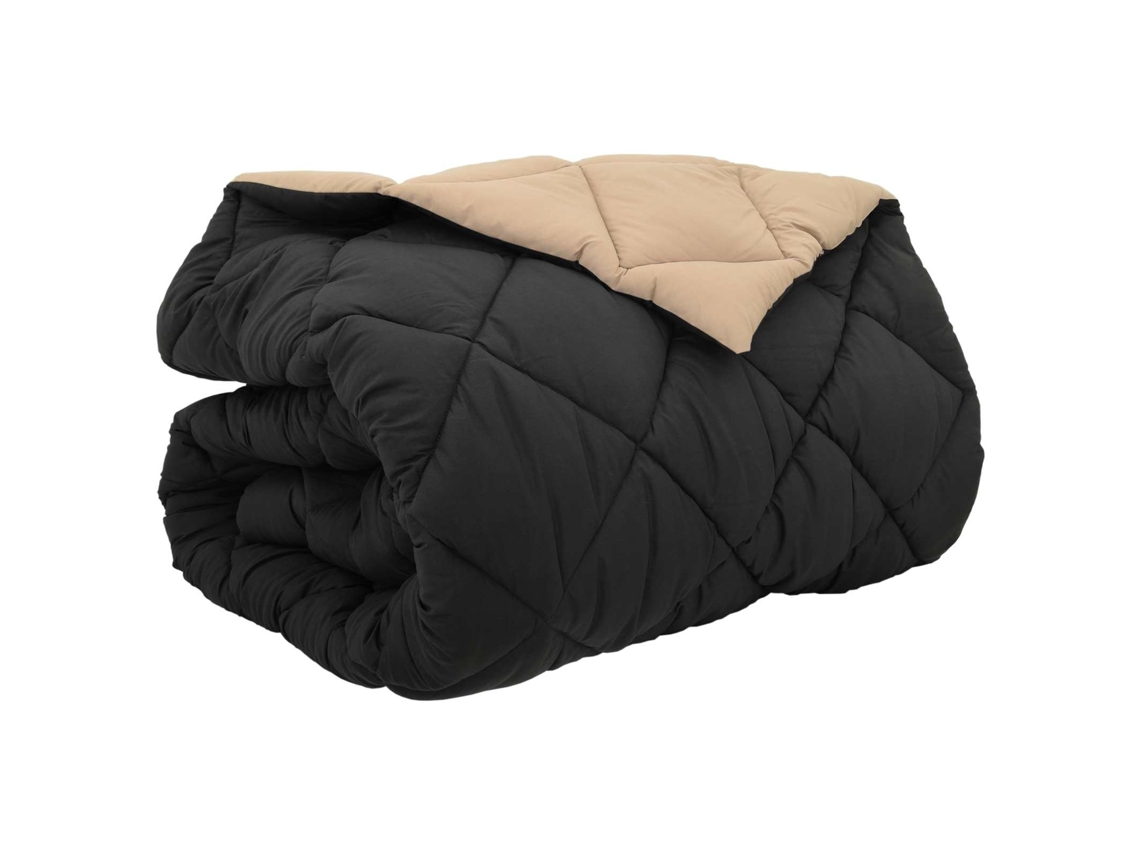 Edredão | Edredom | Duvet De Inverno Preto E Taupe 240 X 260 Cm Microfibra