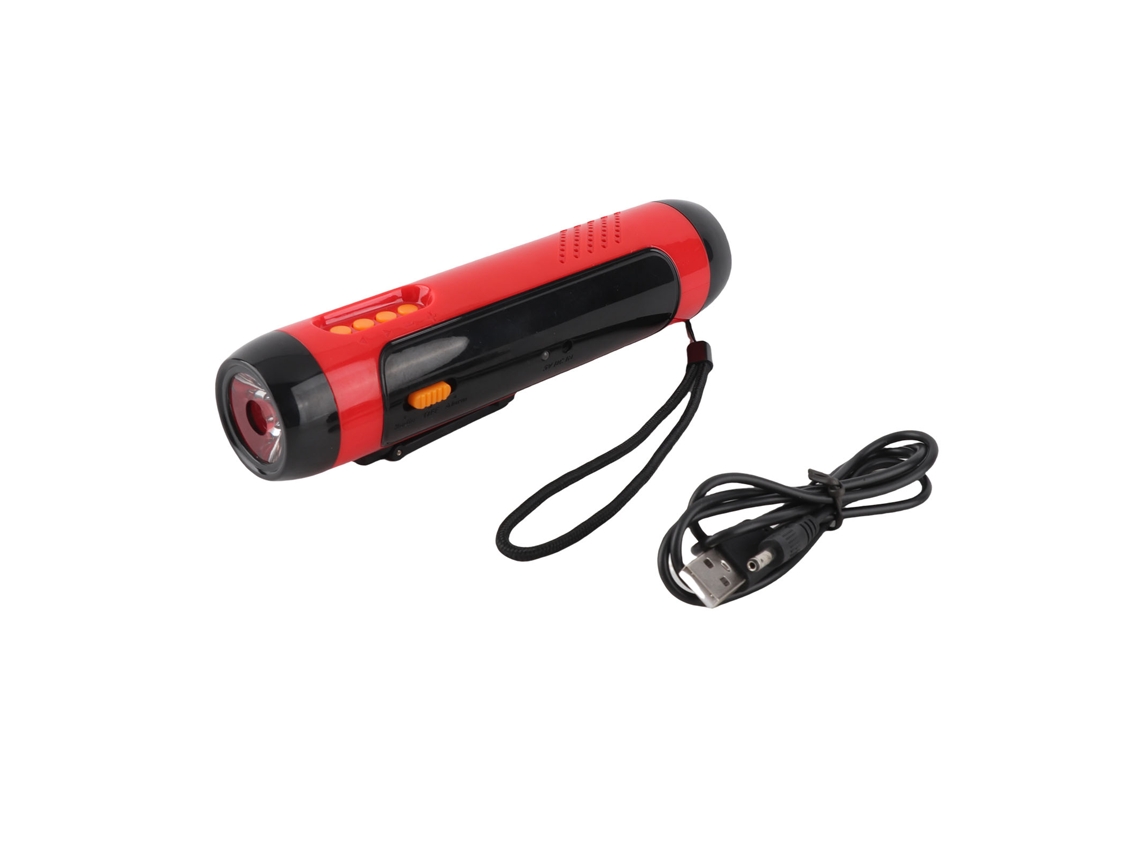 2026 lanterna Portátil de Manivela com Rádio Fm e Alarme 1800mah Led para Acampamento, Caminhada e Atividades Ao Ar Livre