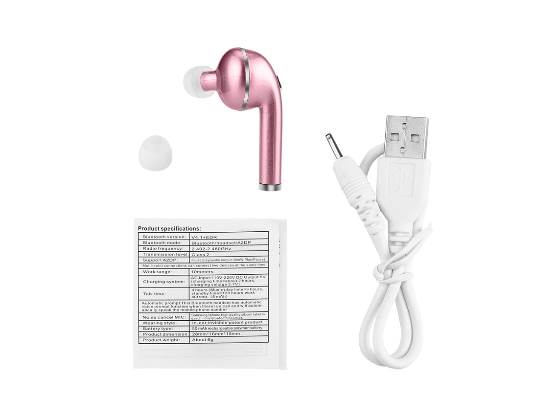 Fones Bluetooth mini Q5, estéreo, rosa dourado, EOOCOO