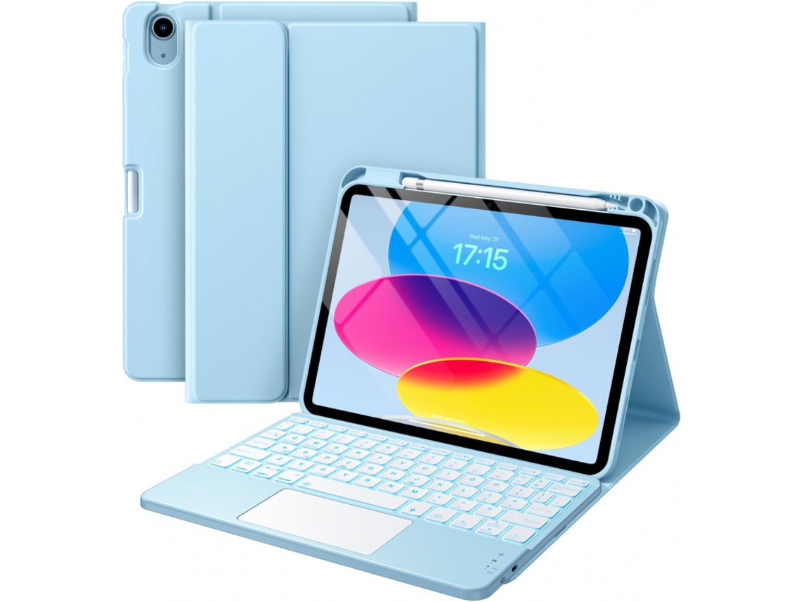 Branco/azul Gelo, Ipad De 10,9/11 Polegadas Capa De Couro Teclado Retroiluminado Sensível Ao Toque Yunzii