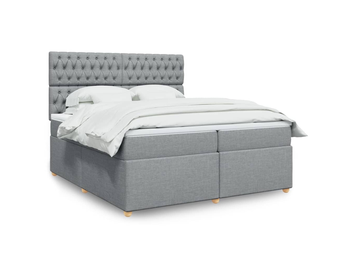 Vidaxl Cama Com Molas/colchão 200x200 Cm Tecido Cinza-claro
