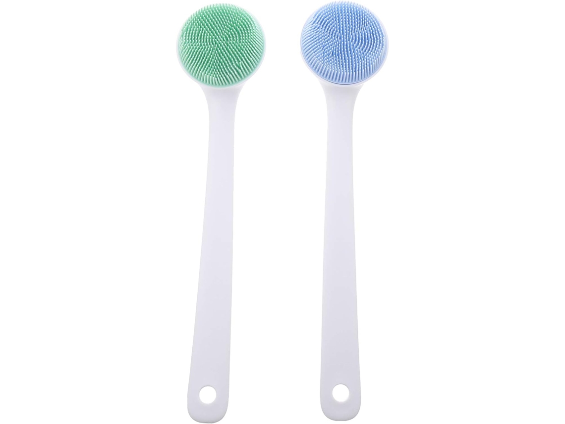 Conjunto De Escova Banho Healeved 2 Peças Com Cabo Longo, Gancho E Escova Corporal De Silicone