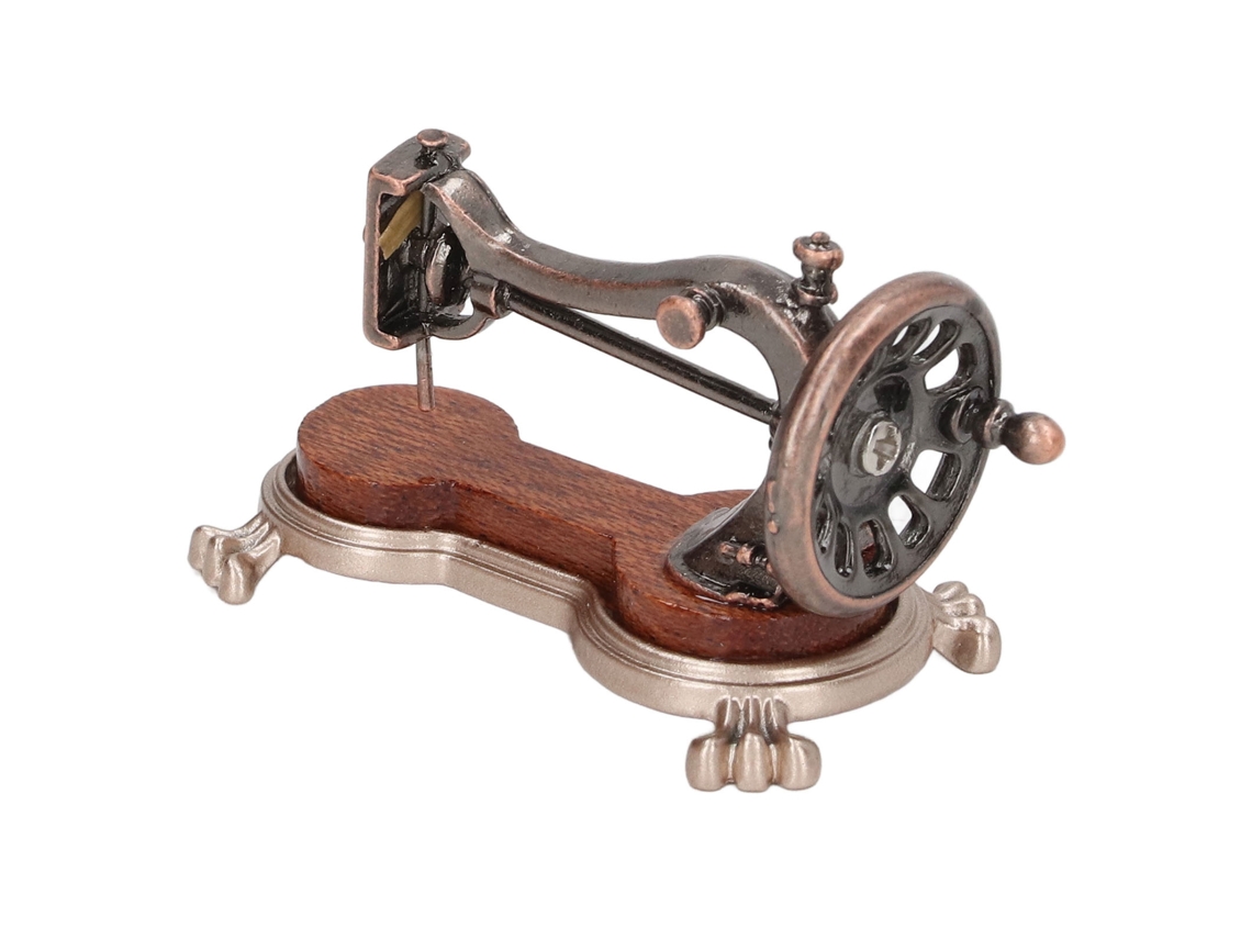 Máquina de costura em miniatura para casa de bonecas 1:12, acessórios decorativos para casa de bonecas