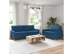 Vidaxl Conjunto De Sofás 2 Unid. Azul Tecido