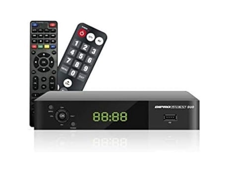 DIPROGRESS DPT207HD Decodificador DVB-T2 Hevc de 10 bits - Com dois controles remotos 2 em 1 - Preto - RCA/USB