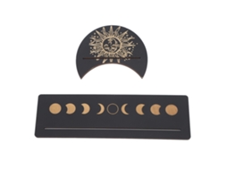 Suporte Cartas Tarot Madeira 2 Peças Formas Lua Retângulo