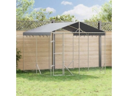 Vidaxl Canil de Exterior com Teto 3x3x2,5 M Aço Galvanizado Prateado
