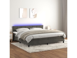 Vidaxl Cama Box Spring C/ Colchão/led 200x200cm Veludo Cinzento-escuro